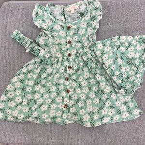 Delia's Girl 18M Sage Green Floral Gauze Dress Bloomers Headband 3pc Set